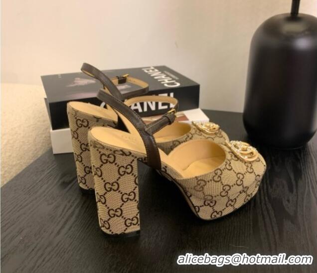 Pretty Style Gucci Platform Pump with Double G 817258 Beige
