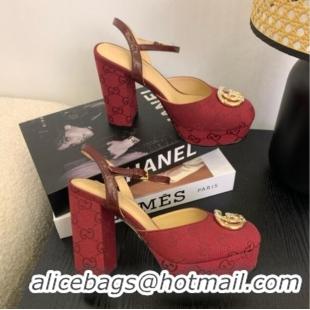 Good Quality Gucci Platform Pump with Double G 817258 Rosso Ancora Red
