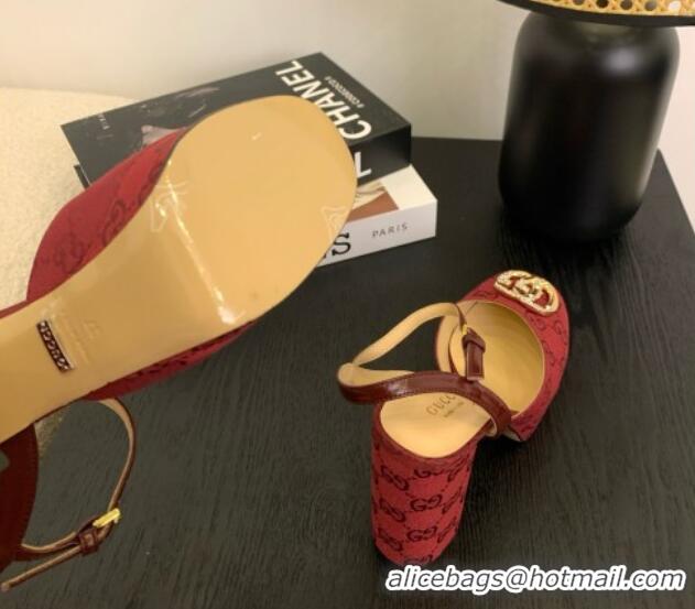 Good Quality Gucci Platform Pump with Double G 817258 Rosso Ancora Red