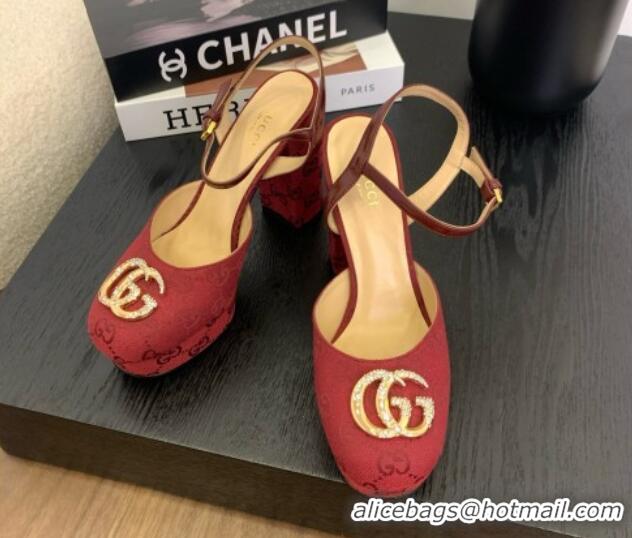 Good Quality Gucci Platform Pump with Double G 817258 Rosso Ancora Red