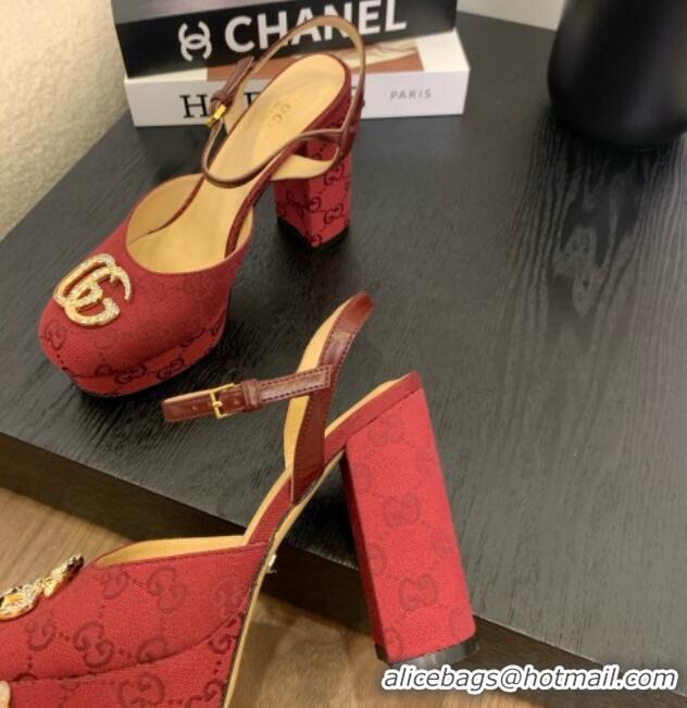 Good Quality Gucci Platform Pump with Double G 817258 Rosso Ancora Red