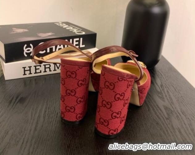 Good Quality Gucci Platform Pump with Double G 817258 Rosso Ancora Red