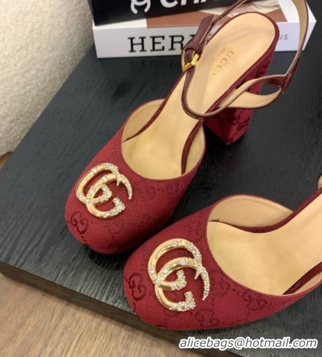 Good Quality Gucci Platform Pump with Double G 817258 Rosso Ancora Red