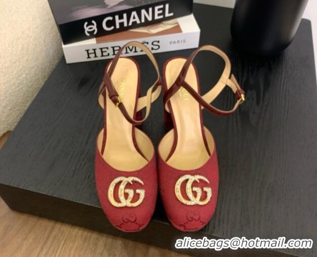 Good Quality Gucci Platform Pump with Double G 817258 Rosso Ancora Red