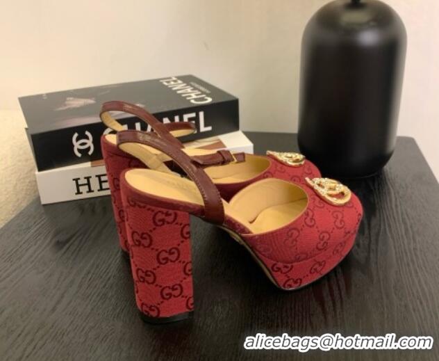 Good Quality Gucci Platform Pump with Double G 817258 Rosso Ancora Red