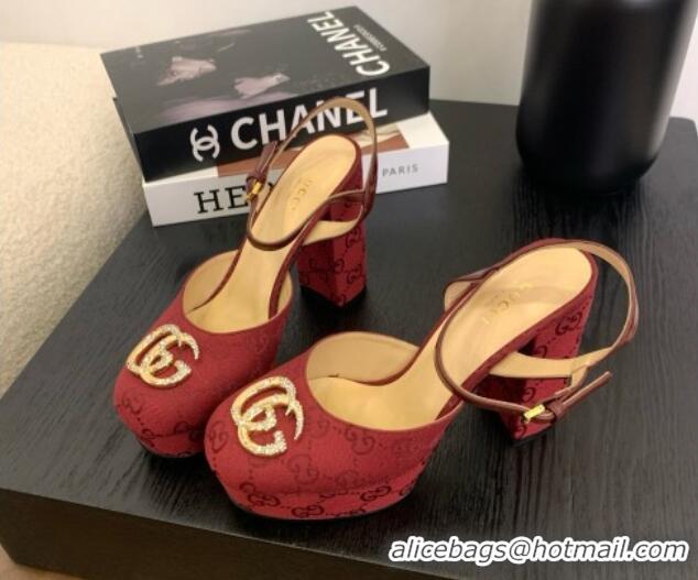 Good Quality Gucci Platform Pump with Double G 817258 Rosso Ancora Red