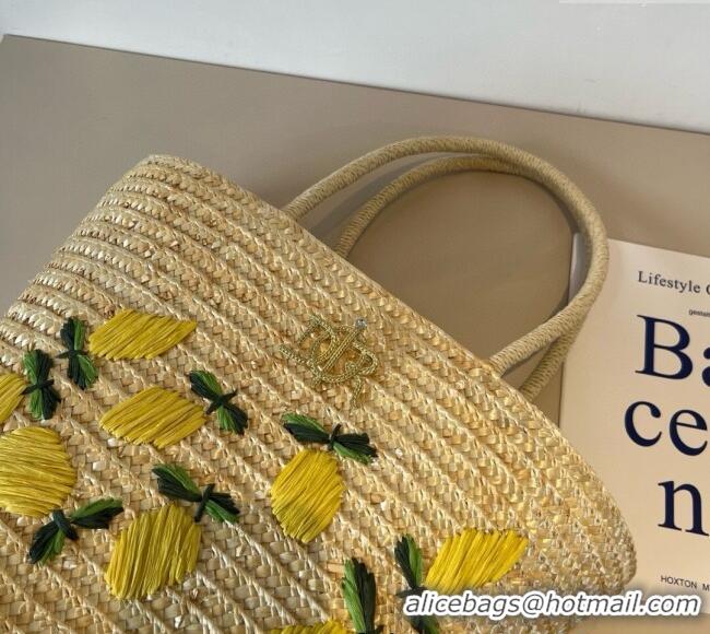 Famous Brand Dior Lemon Straw Basket Bag 0513 Beige 2025
