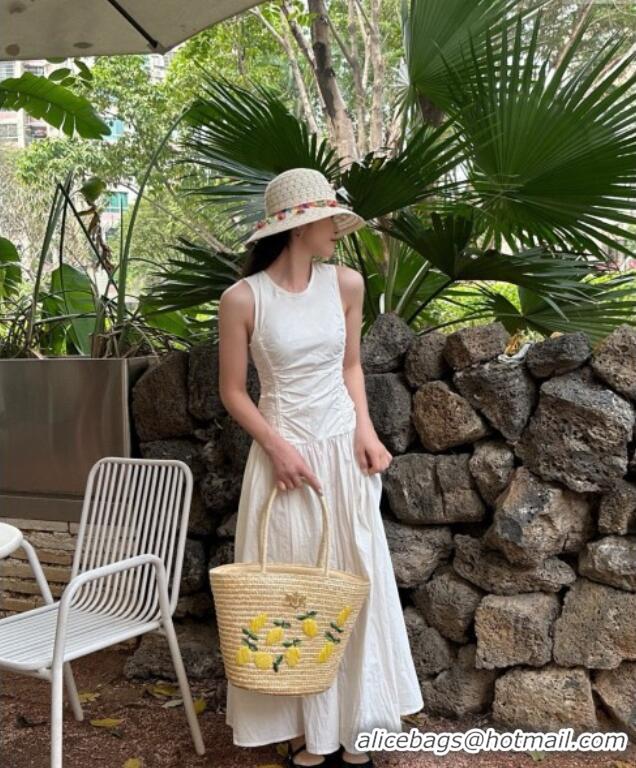Famous Brand Dior Lemon Straw Basket Bag 0513 Beige 2025