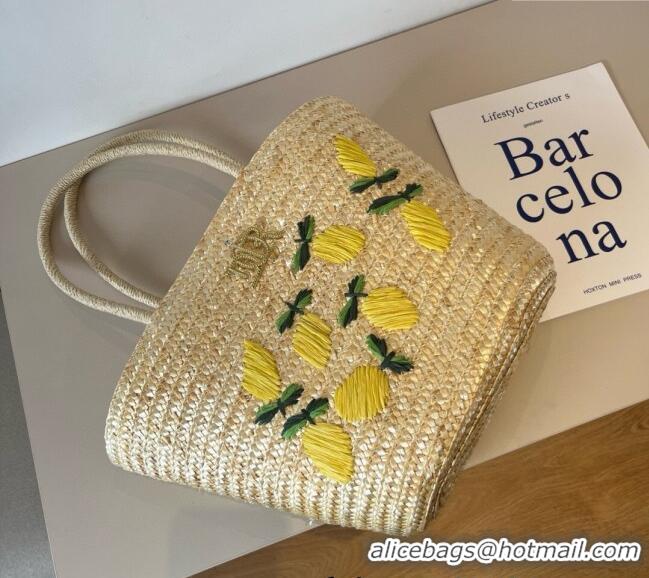 Famous Brand Dior Lemon Straw Basket Bag 0513 Beige 2025