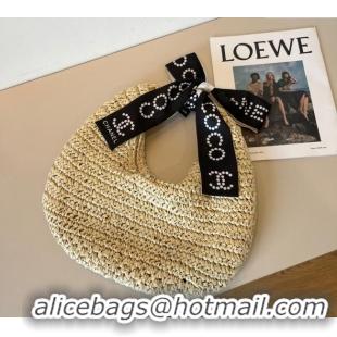 Best Price Chanel Straw Clutch Bag with Bow CH051301 Beige 2025