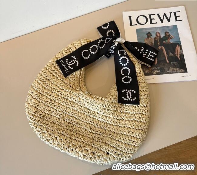Best Price Chanel Straw Clutch Bag with Bow CH051301 Beige 2025