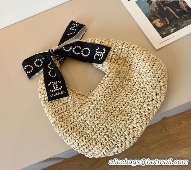Best Price Chanel Straw Clutch Bag with Bow CH051301 Beige 2025