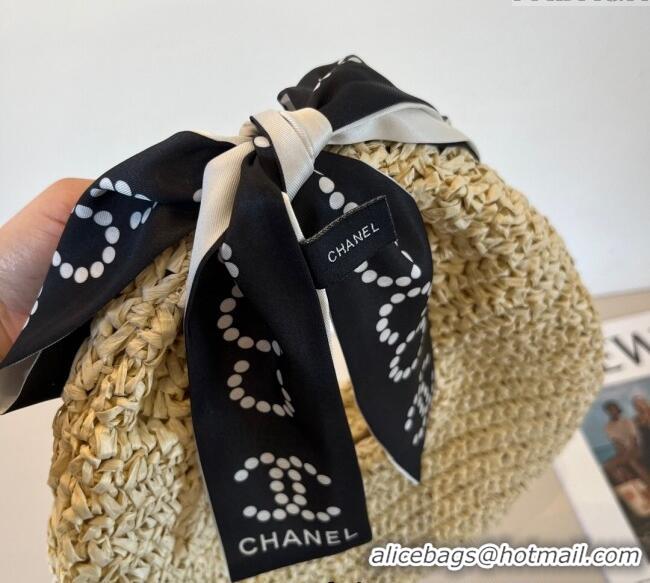 Best Price Chanel Straw Clutch Bag with Bow CH051301 Beige 2025