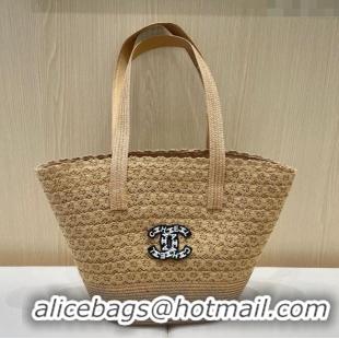Affordable Price Chanel Crochet Straw Basket Bag CH051302 Khaki 2025