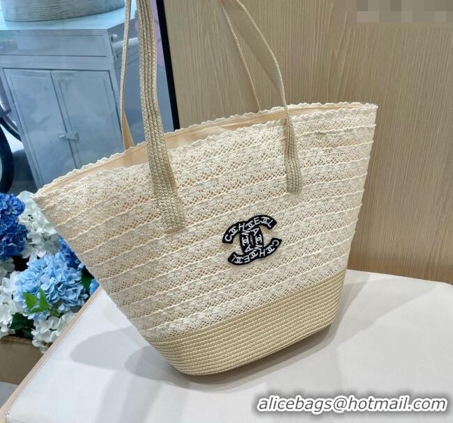 Top Design Chanel Crochet Straw Basket Bag CH051302 Beige 2025