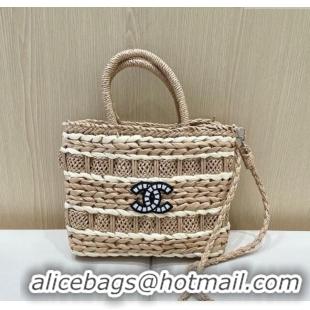 Top Design Chanel Patchwork Straw Basket Bag CH051303 Khaki 2025