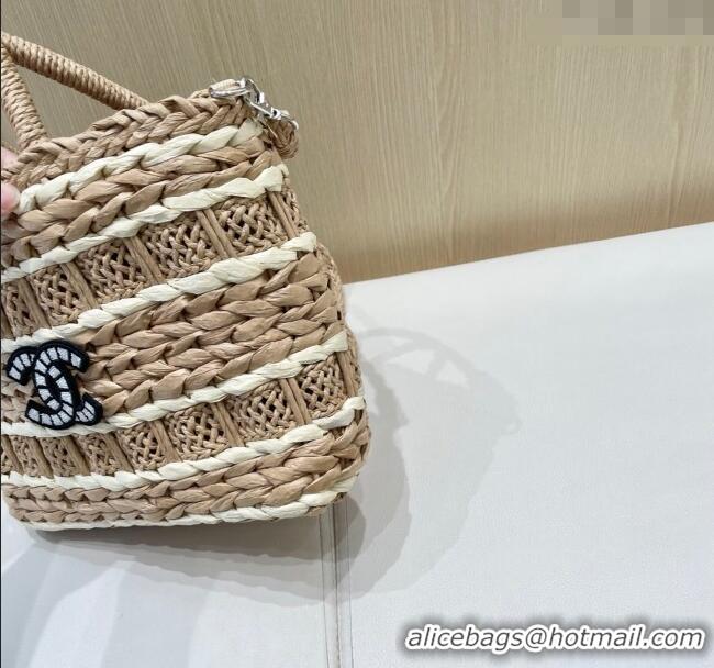 Top Design Chanel Patchwork Straw Basket Bag CH051303 Khaki 2025