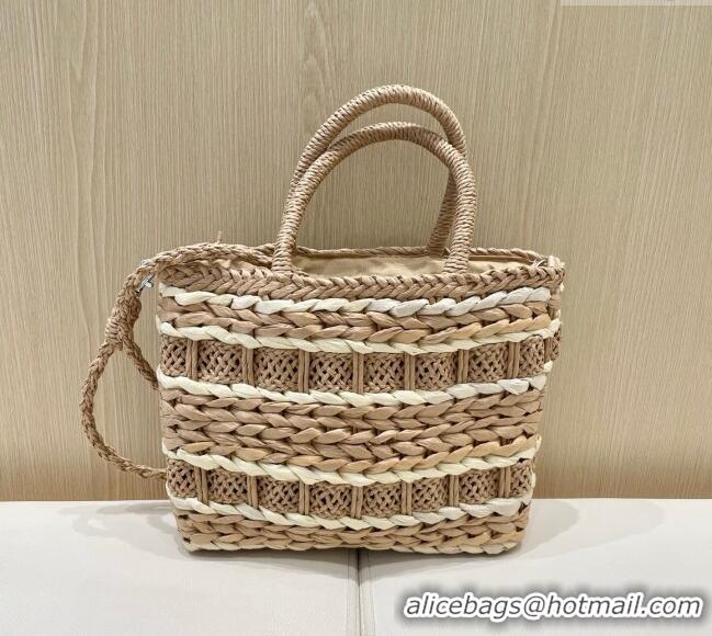 Top Design Chanel Patchwork Straw Basket Bag CH051303 Khaki 2025