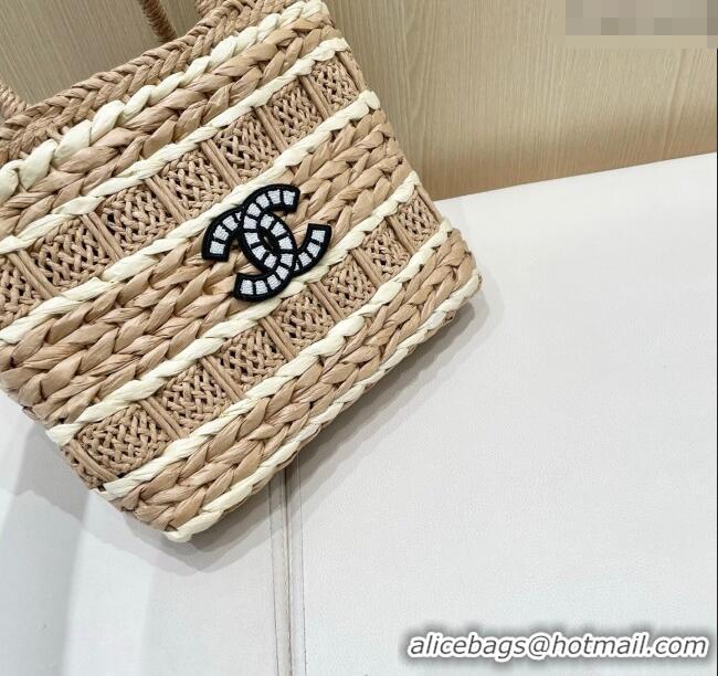 Top Design Chanel Patchwork Straw Basket Bag CH051303 Khaki 2025