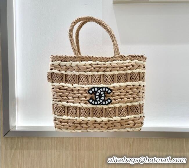 Top Design Chanel Patchwork Straw Basket Bag CH051303 Khaki 2025