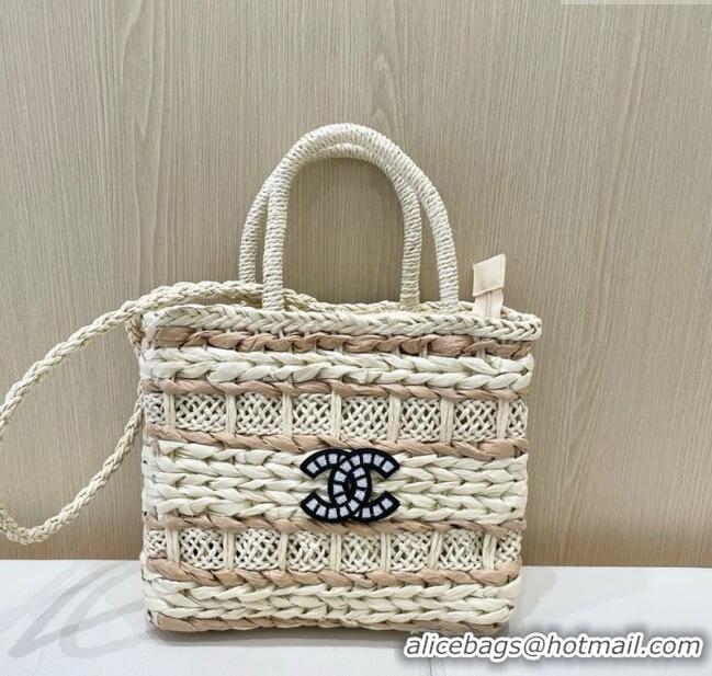 Grade Design Chanel Patchwork Straw Basket Bag CH051303 Beige 2025