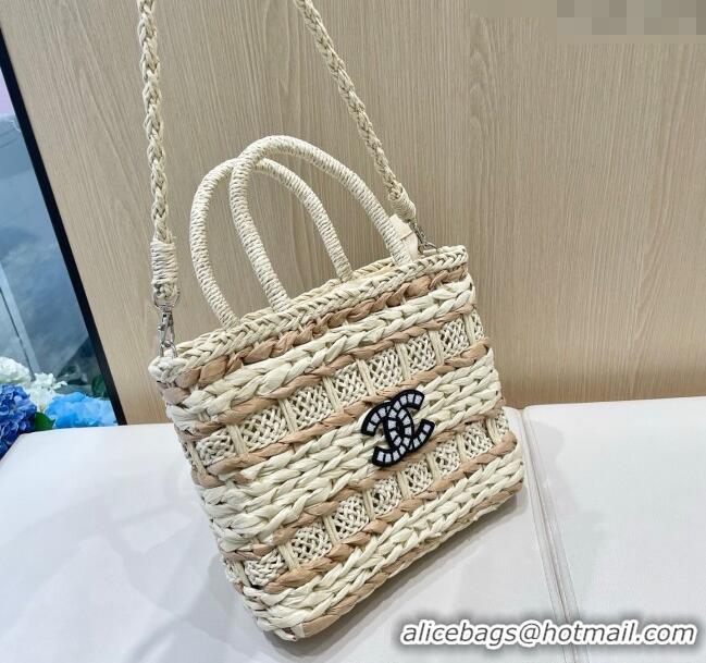 Grade Design Chanel Patchwork Straw Basket Bag CH051303 Beige 2025