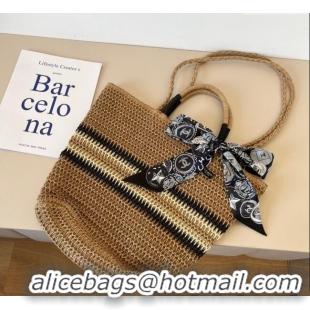 Best Quality Chanel Straw Basket Bag CH051304 Khaki 2025