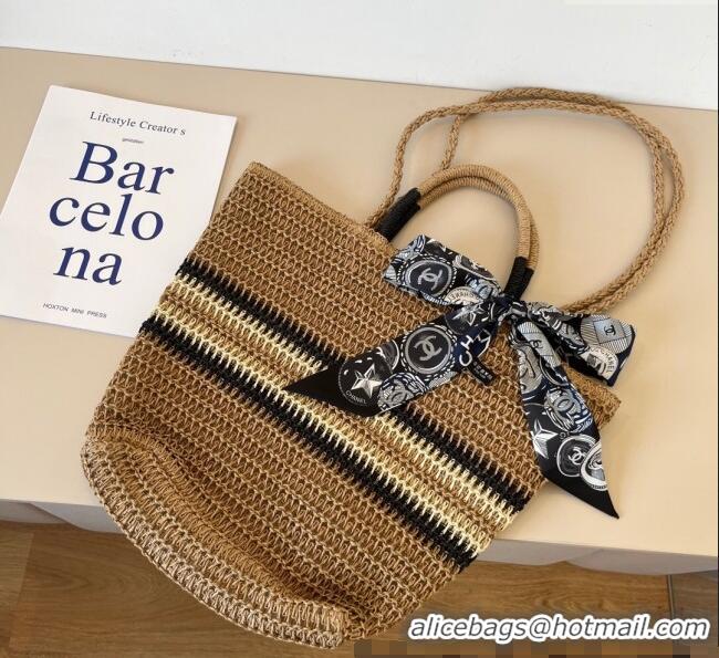 Best Quality Chanel Straw Basket Bag CH051304 Khaki 2025