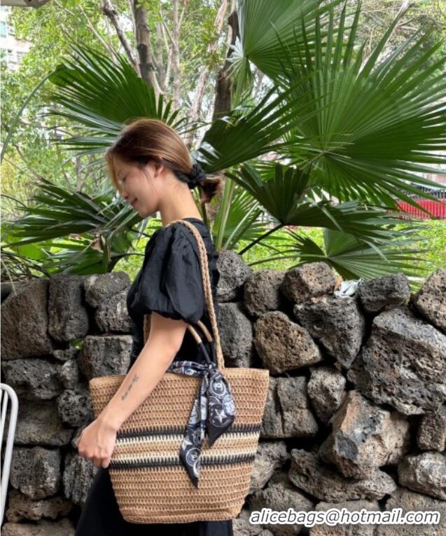 Best Quality Chanel Straw Basket Bag CH051304 Khaki 2025