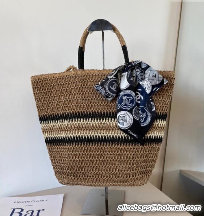 Best Quality Chanel Straw Basket Bag CH051304 Khaki 2025