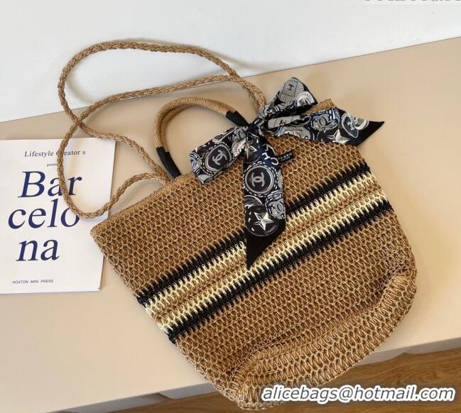 Best Quality Chanel Straw Basket Bag CH051304 Khaki 2025