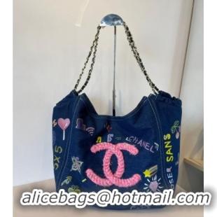Top Quality Chanel Denim Tote Bag CH051305 Blue 2025