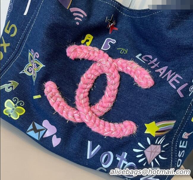 Top Quality Chanel Denim Tote Bag CH051305 Blue 2025