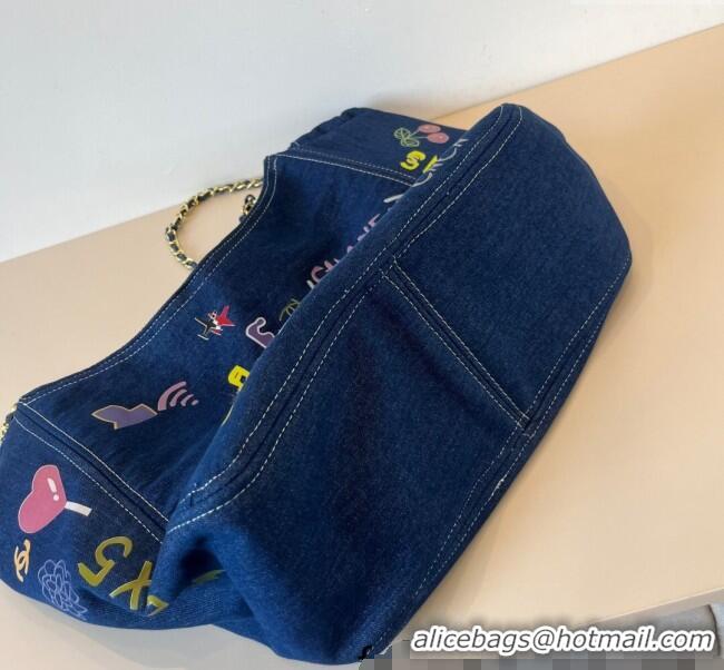 Top Quality Chanel Denim Tote Bag CH051305 Blue 2025
