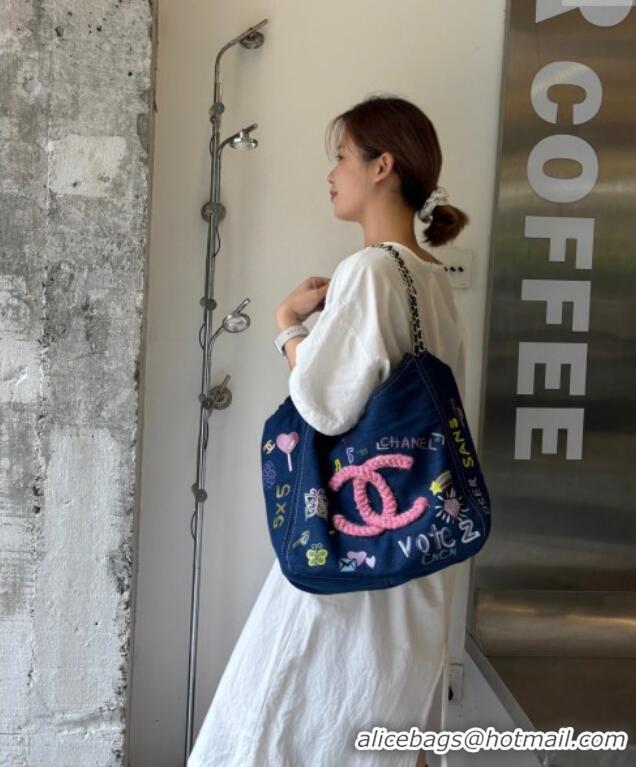 Top Quality Chanel Denim Tote Bag CH051305 Blue 2025