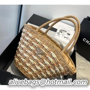 Affordable Price Prada Straw Basket Bag PR051302 Khaki 2025