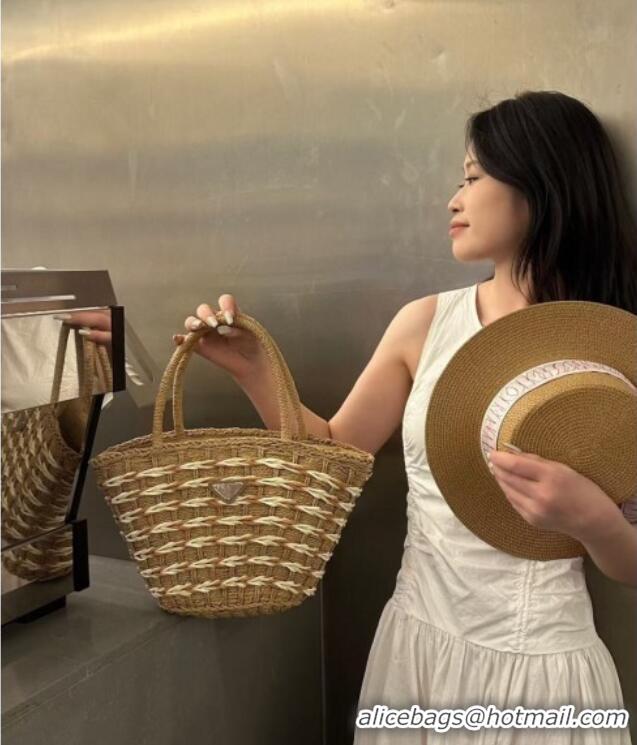 Affordable Price Prada Straw Basket Bag PR051302 Khaki 2025