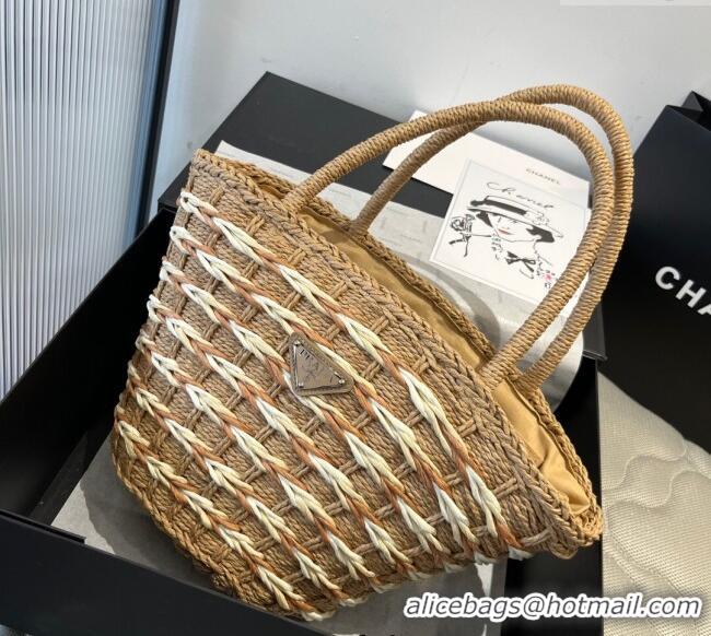 Affordable Price Prada Straw Basket Bag PR051302 Khaki 2025