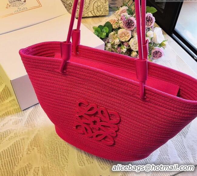 Good Product Loewe Straw Basket Bag LW051302 Dark Pink 2025