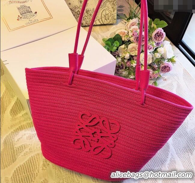Good Product Loewe Straw Basket Bag LW051302 Dark Pink 2025