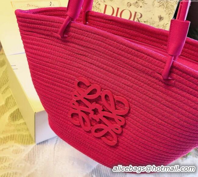 Good Product Loewe Straw Basket Bag LW051302 Dark Pink 2025