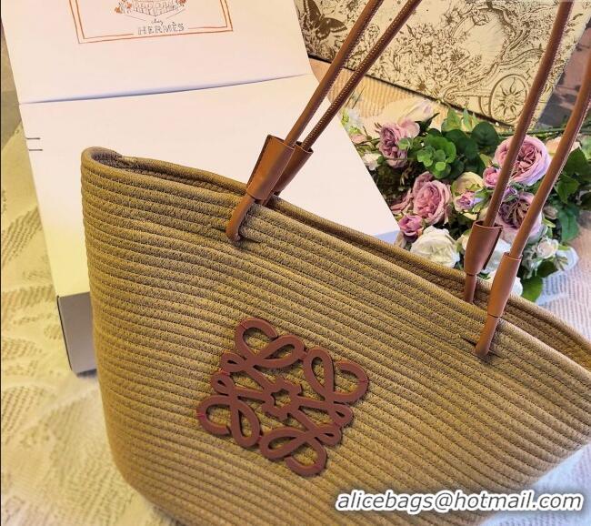 Free Shipping Loewe Straw Basket Bag LW051302 Khaki 2025