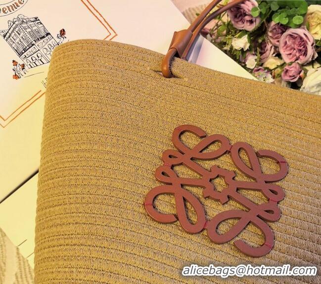 Free Shipping Loewe Straw Basket Bag LW051302 Khaki 2025