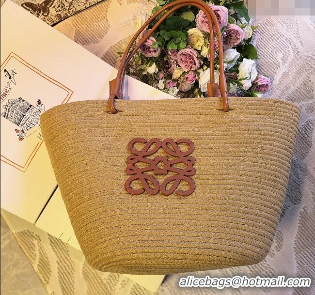 Free Shipping Loewe Straw Basket Bag LW051302 Khaki 2025