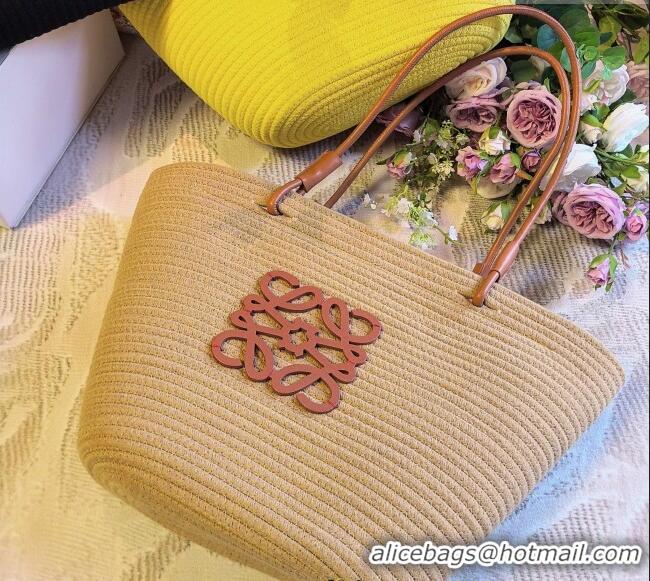 Free Shipping Loewe Straw Basket Bag LW051302 Khaki 2025