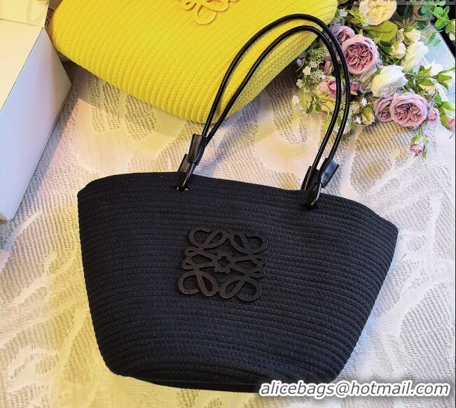 Super Quality Loewe Straw Basket Bag LW051302 Black 2025