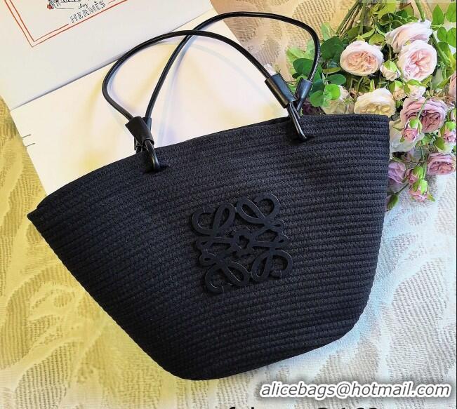 Super Quality Loewe Straw Basket Bag LW051302 Black 2025