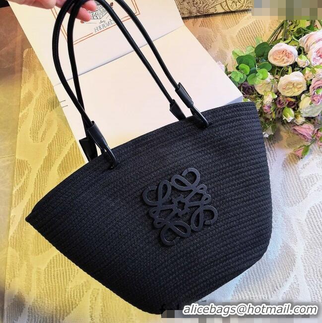 Super Quality Loewe Straw Basket Bag LW051302 Black 2025