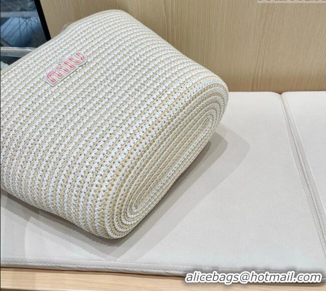 Traditional Specials Miu Miu Straw Striped Basket Bag 0513 Beige 2025