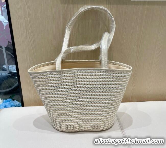 Traditional Specials Miu Miu Straw Striped Basket Bag 0513 Beige 2025